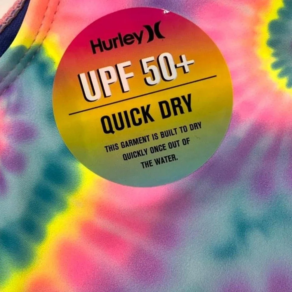 NWT Hurley Flounce 2 Piece Set Bikini XL Girls Multi Tie Dye w/ Spirals
